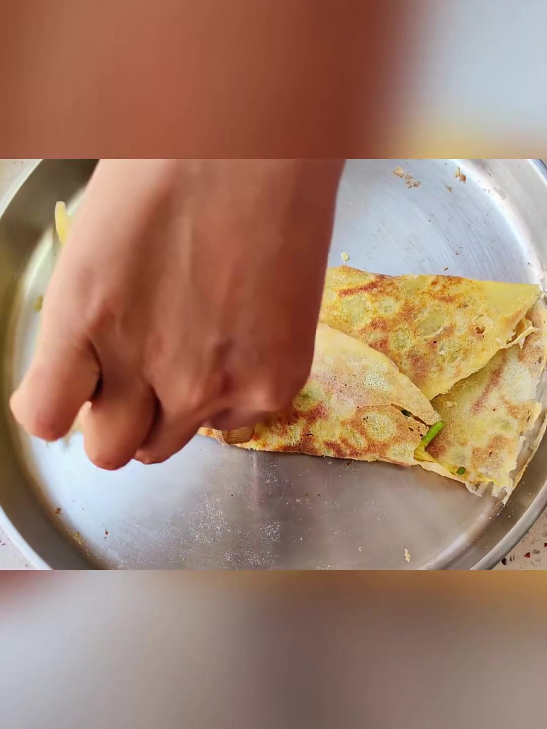 酥脆掉渣的玉米面菜煎饼,无油无糖做法简单