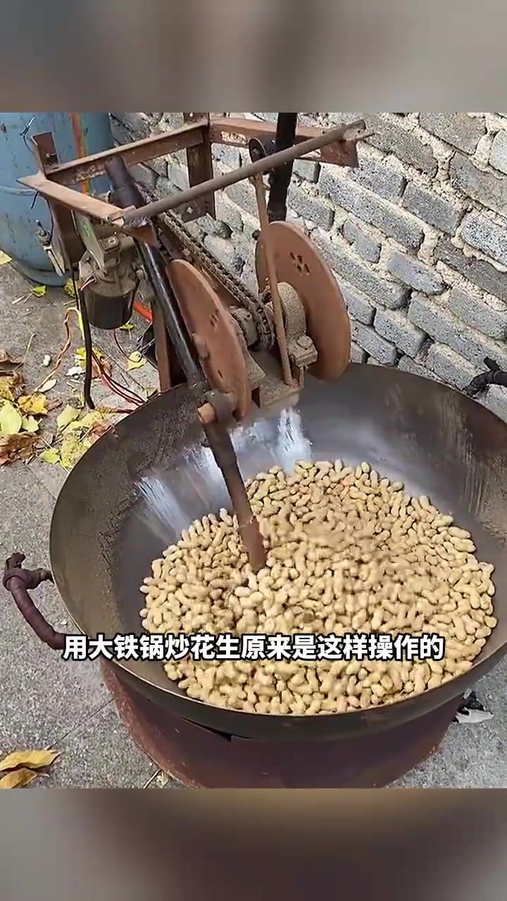 机器炒花生:让铁锹替代人工,惊艳新操作!