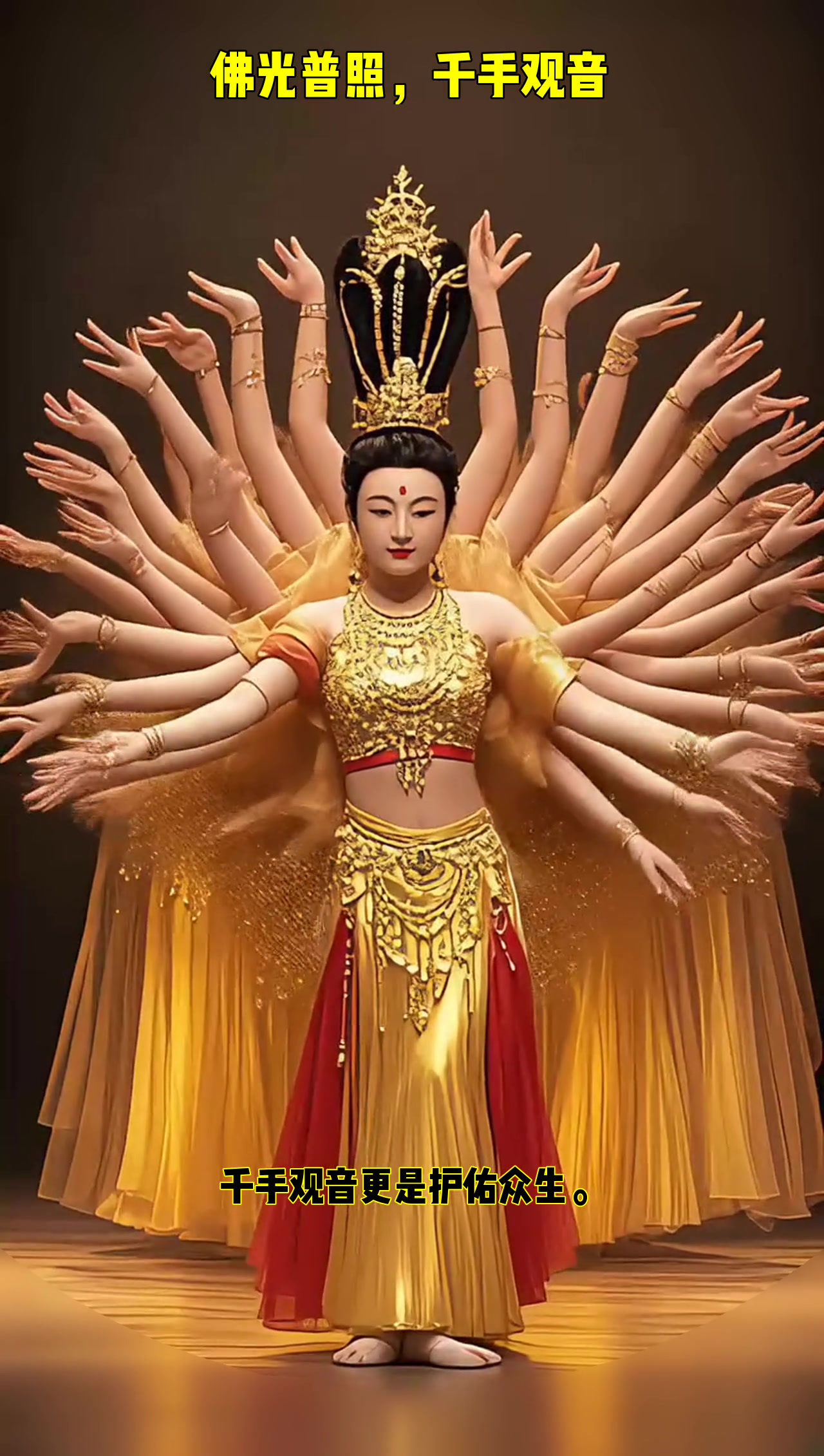 佛光普照,观音菩萨显灵,千手观音舞动奇迹