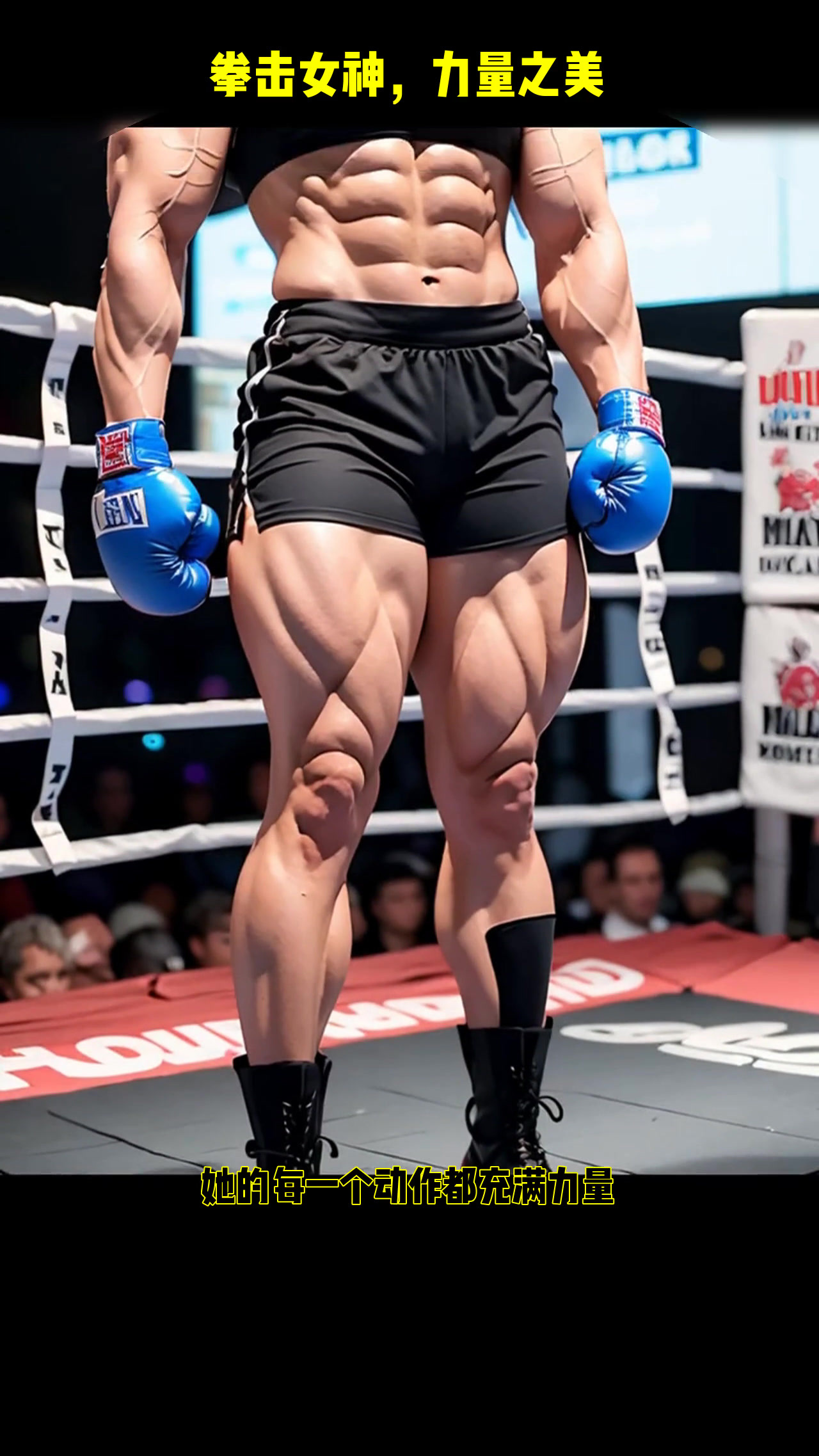 拳击女神霸气登场,肌肉线条尽显力量之美