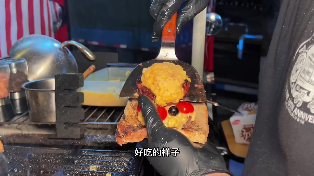 重庆深夜食堂,街头三轮车汉堡,双重牛肉饼加巨厚芝士