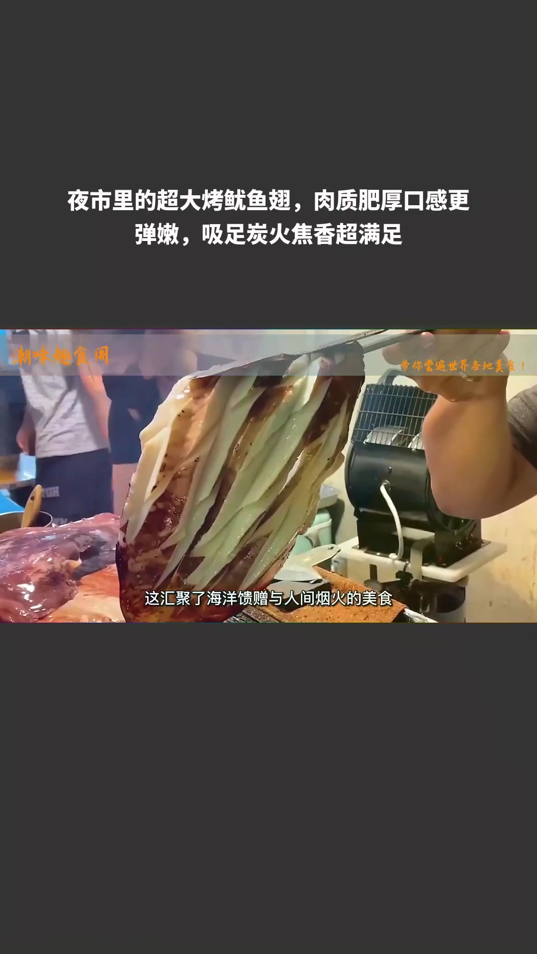 夜市里的超大烤鱿鱼翅,肉质肥厚口感更弹嫩,吸足炭火焦香超满足