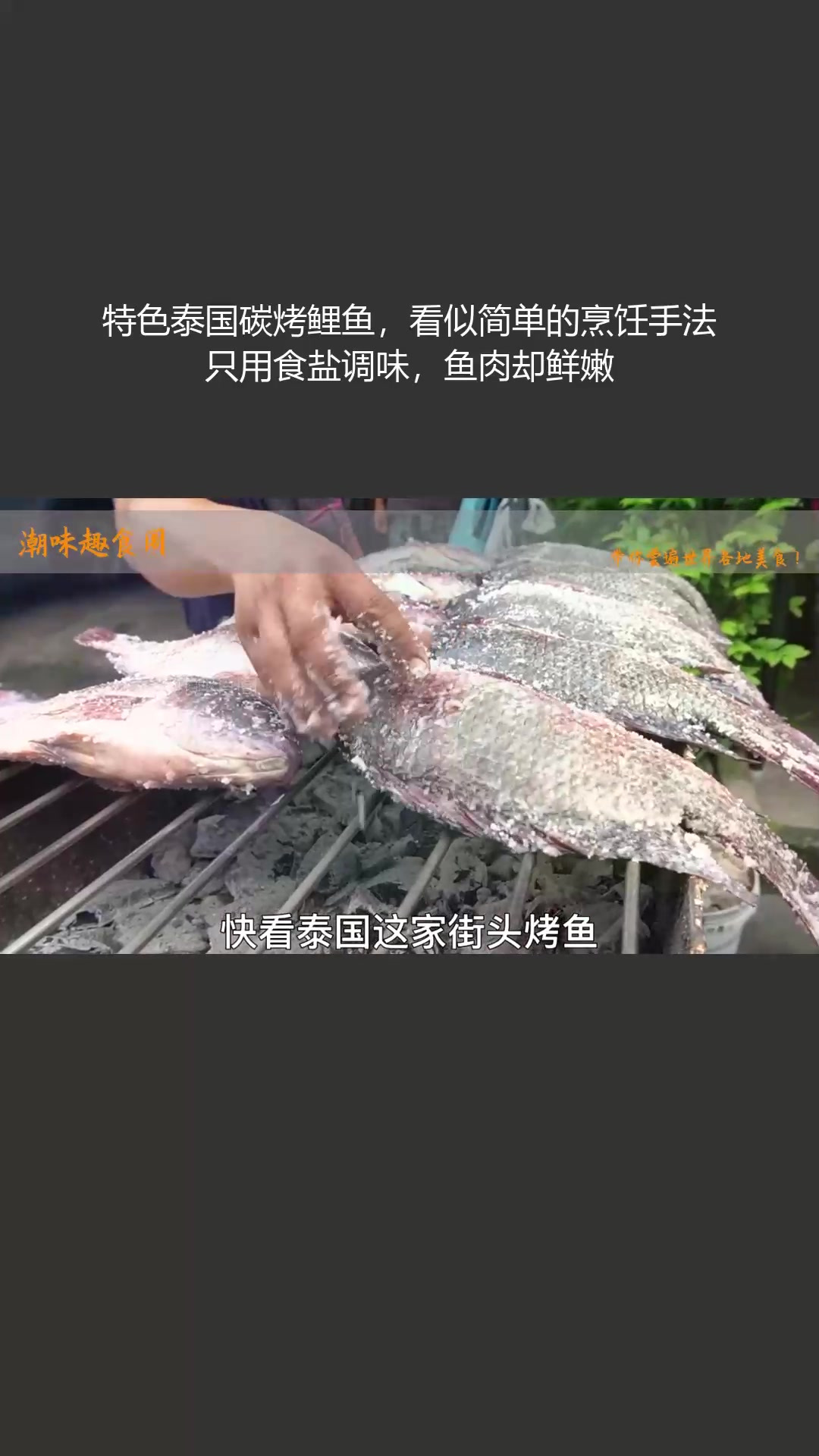 泰国特色碳烤鲤鱼,仅用食盐调味,鱼肉鲜嫩可口
