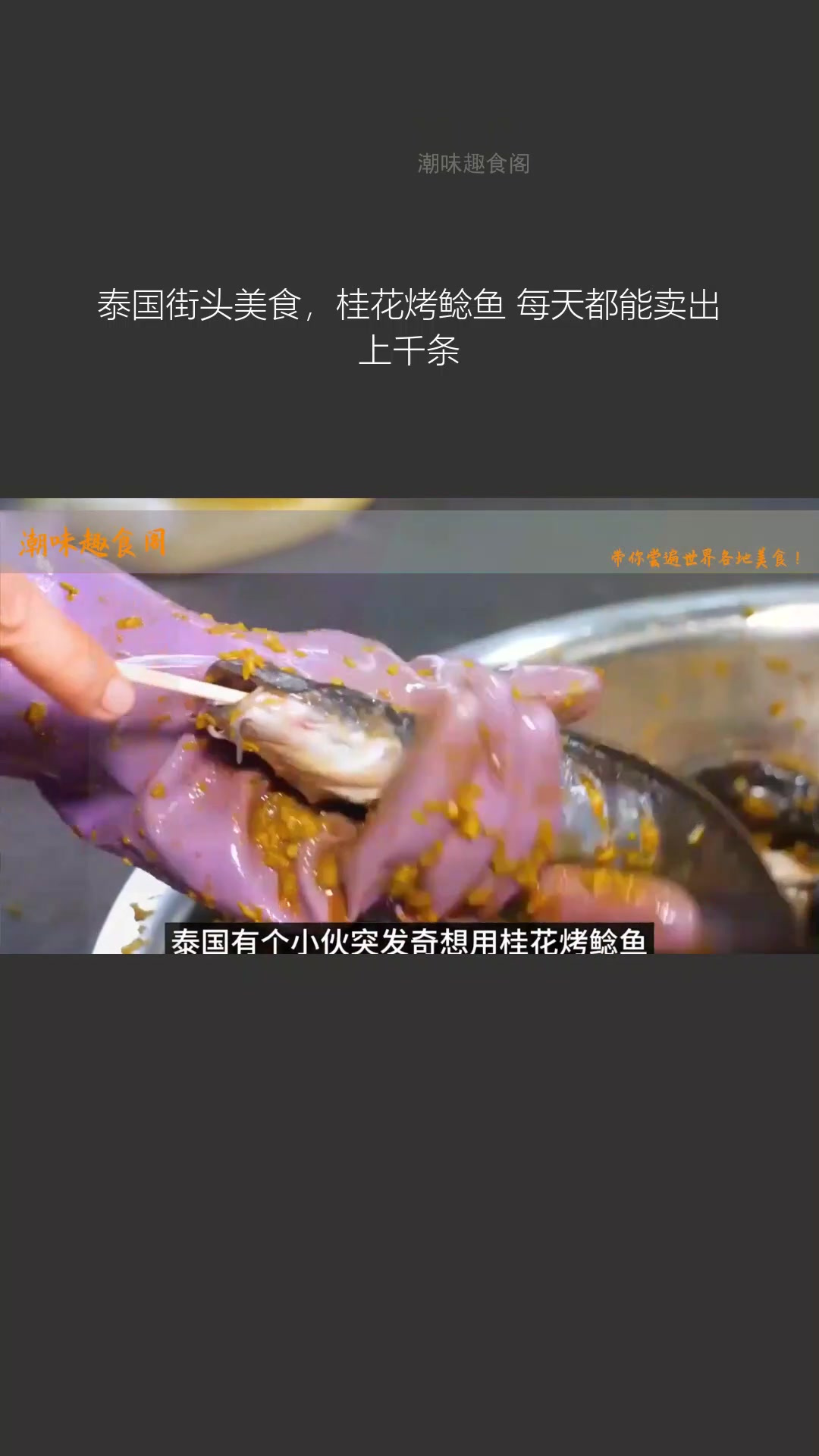 泰国街头桂花烤鲶鱼,每天卖上千条