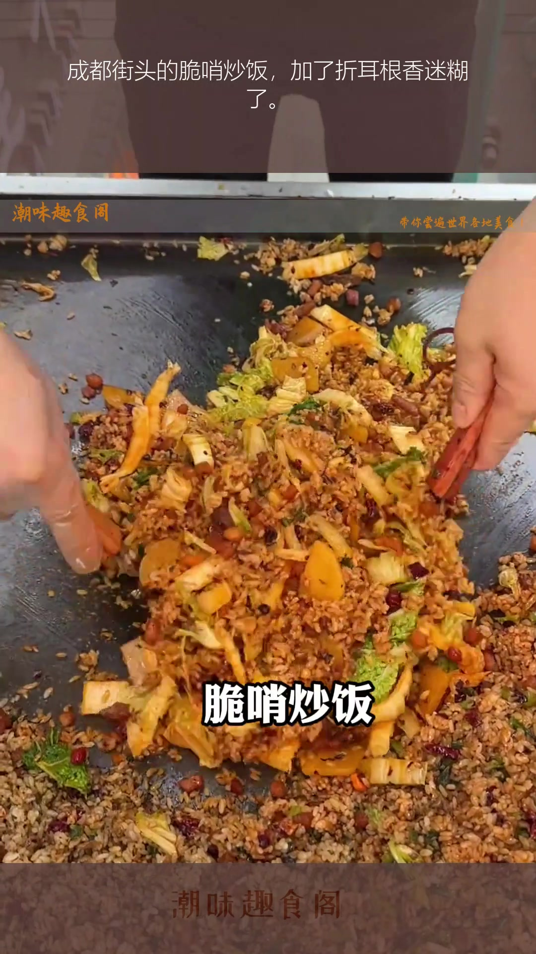 成都街头的脆哨炒饭,加了折耳根香迷糊了