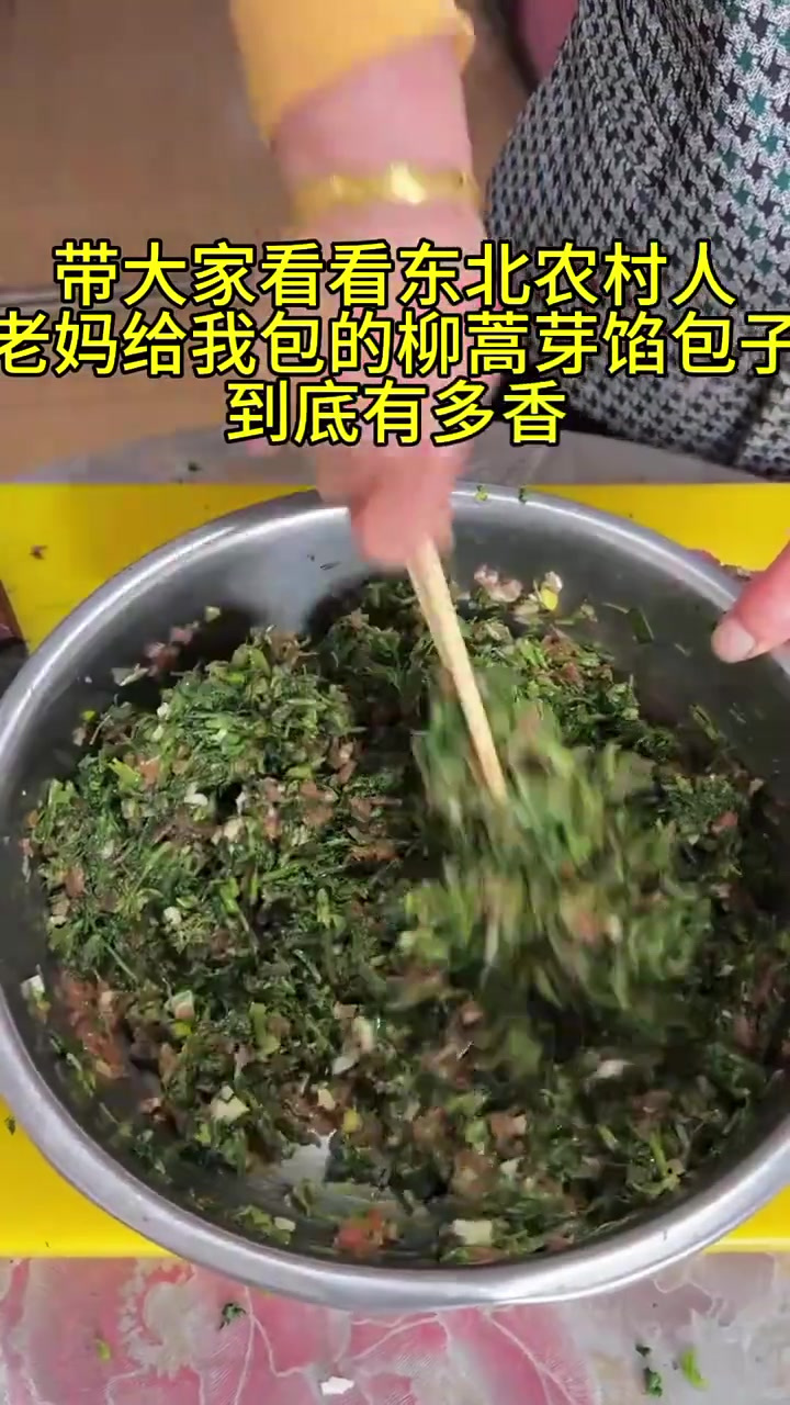 老妈给我包的柳蒿芽馅包子,真的太好吃了