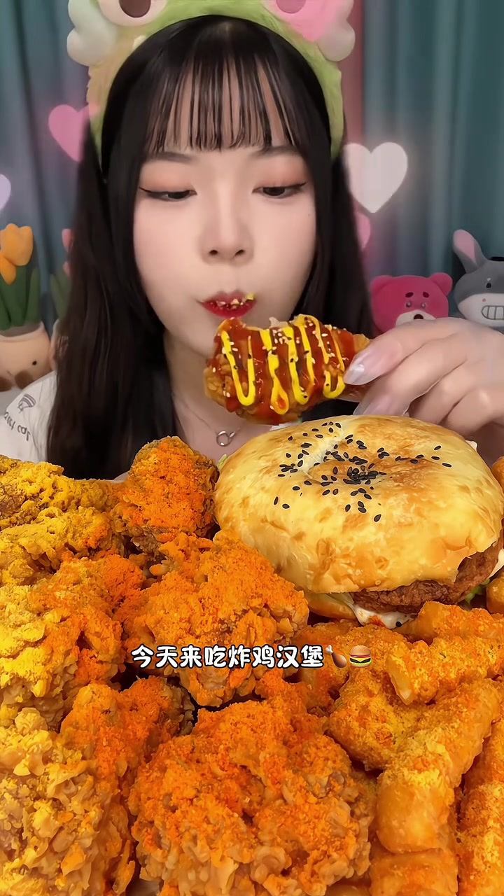 炸鸡汉堡,裹满酱的鸡腿太香了