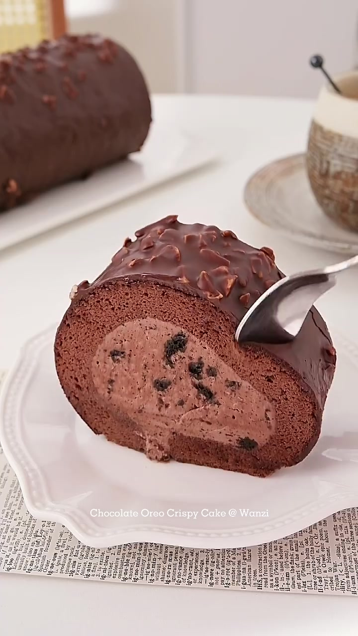 巧克力,奥利奥脆皮梦龙卷,后悔没有早点做