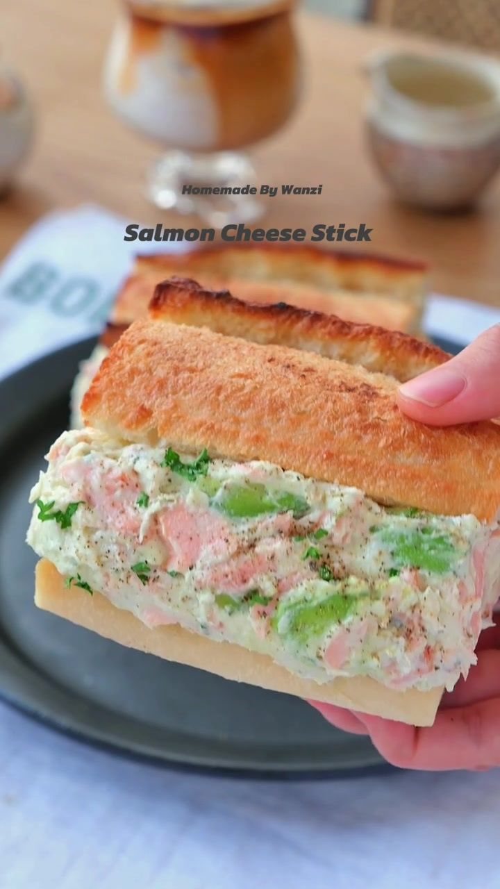 元气早午餐,芥末乳酪三文鱼法棍三明治