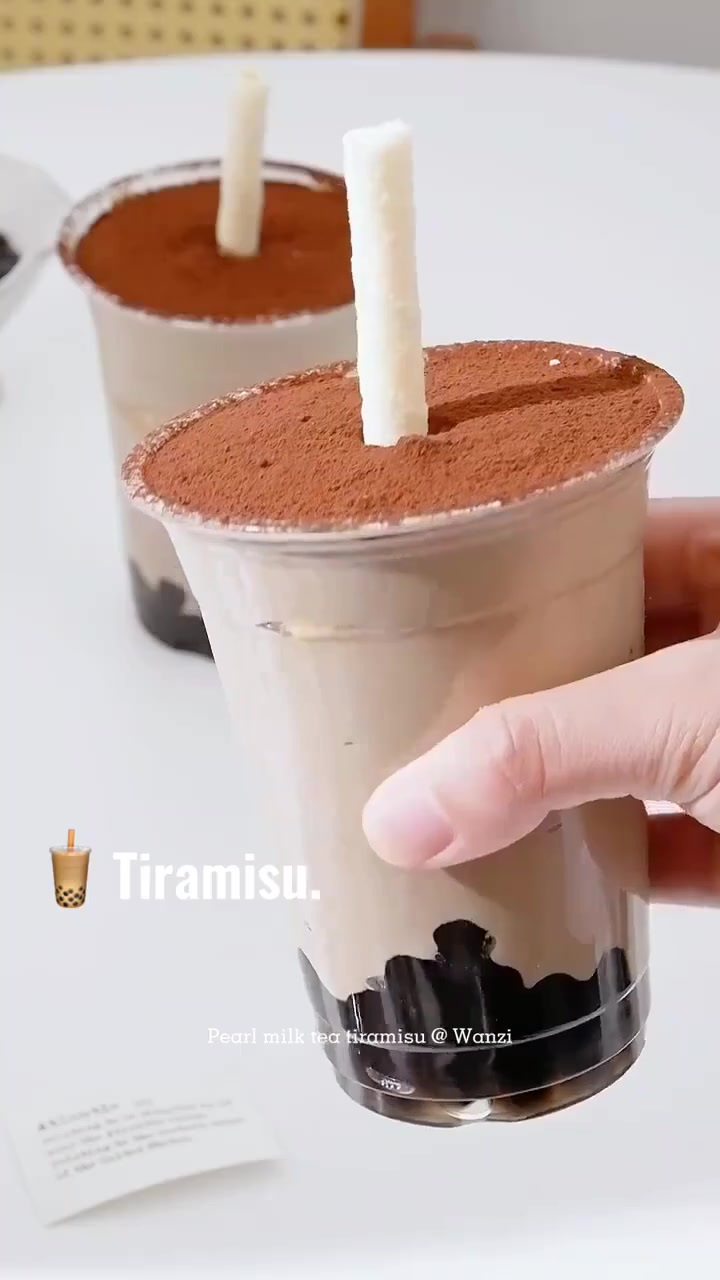 高颜值甜品,可以吃的珍珠奶茶,提拉米苏真实的奶茶造型