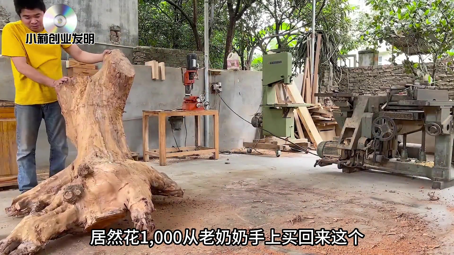 像鸡爪一样的烂树根被小伙打造成一件霸气十足的家具