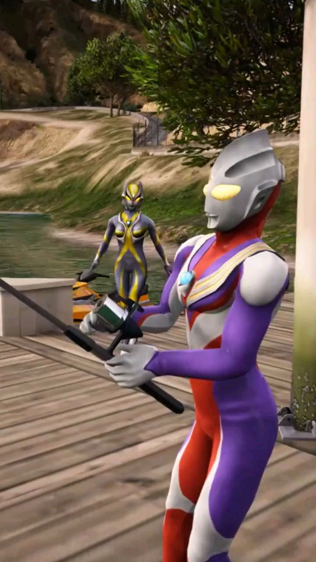 迪迦奥特曼钓鱼,愿者上钩