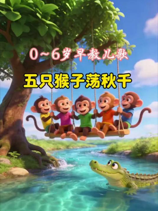 早教启蒙《五只猴子荡秋千》