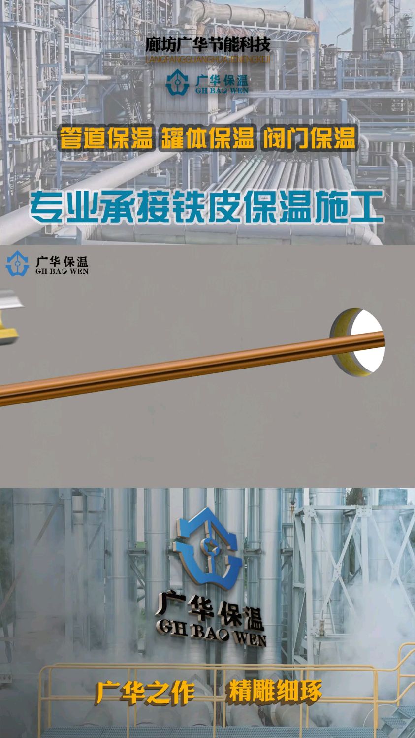 管道保温施工演示铁皮保温施工队伍蒸汽管道铁皮保温施工
