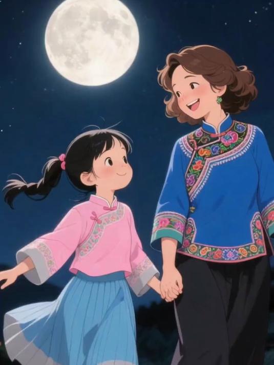 四上《走月亮》背诵段落 第四自然段 暑假背起来吧