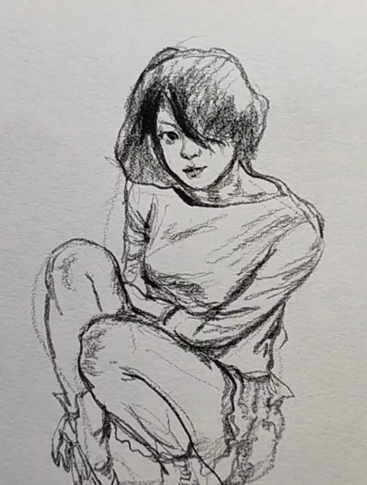 简单轻松的线条画美女,艺术效果太强了