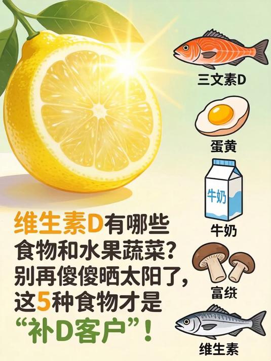 维生素d有哪些食物和水果蔬菜?别再傻傻晒太阳了,这5种食物才是“补D大户”!