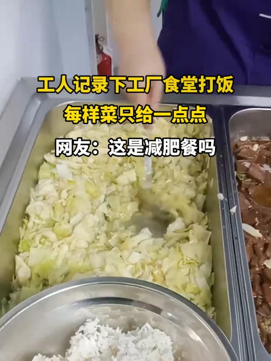 工人记录下工厂食堂打饭，每样菜只给一点点