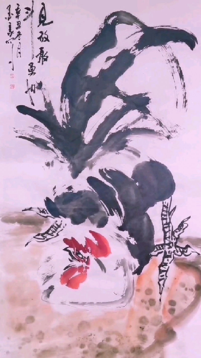 墨豪大写意画鸡