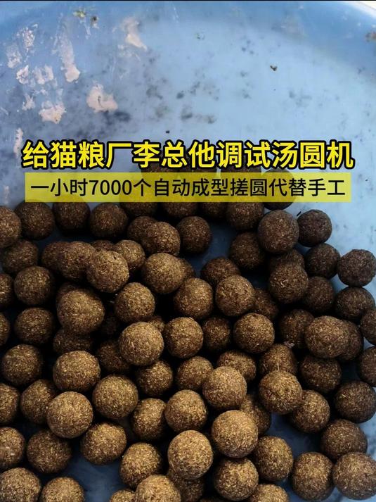 给猫粮厂李总调试汤圆机