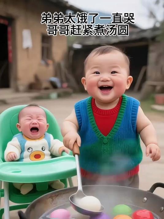煮汤圆的小娃娃