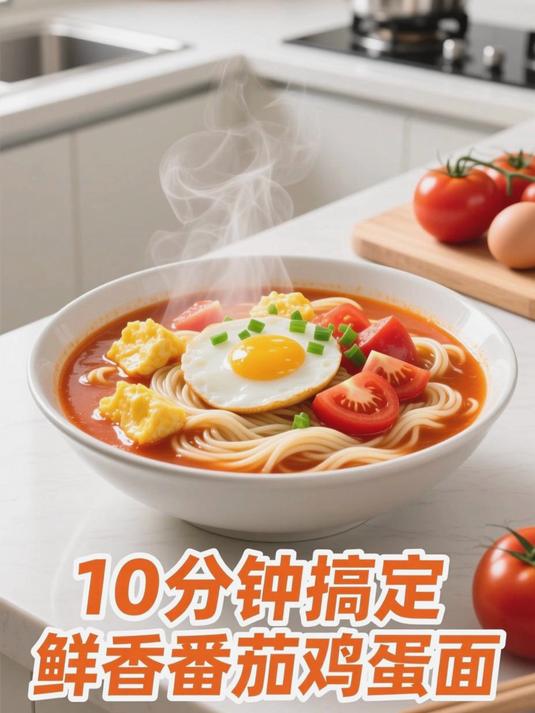 10分钟搞定番茄鸡蛋面，快手必备