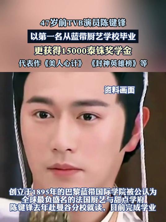 47岁前TVB演员陈键锋,以第一名从蓝带厨艺学校毕业