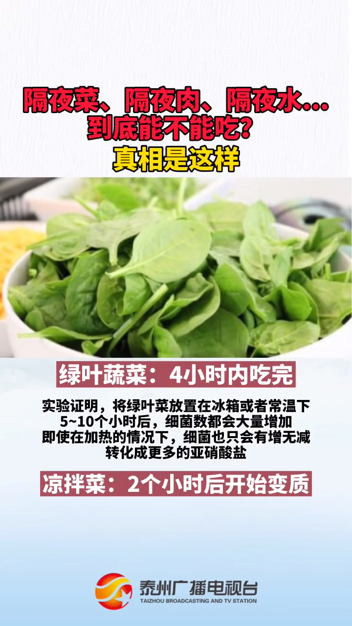 隔夜菜、隔夜饭、隔夜水到底能不能喝?权威来了