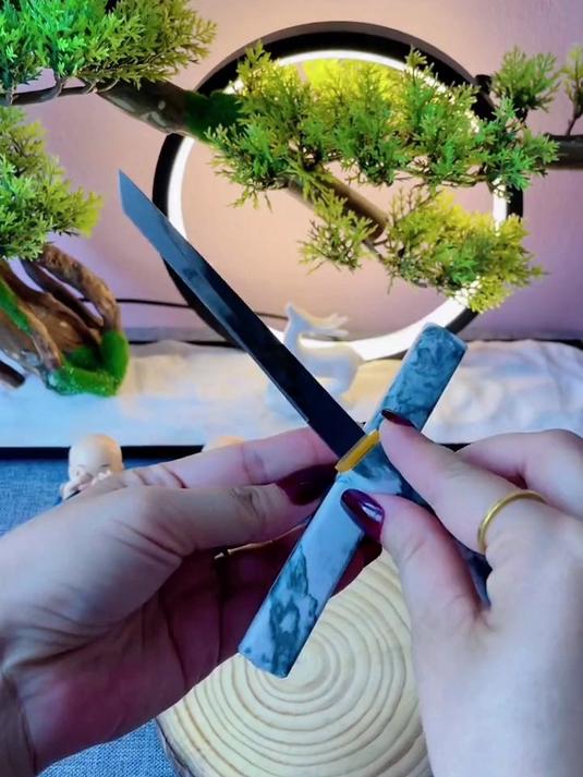 谁能拒绝这把水墨风水果刀?颜值高锋利又安全,切瓜切肉超丝滑!