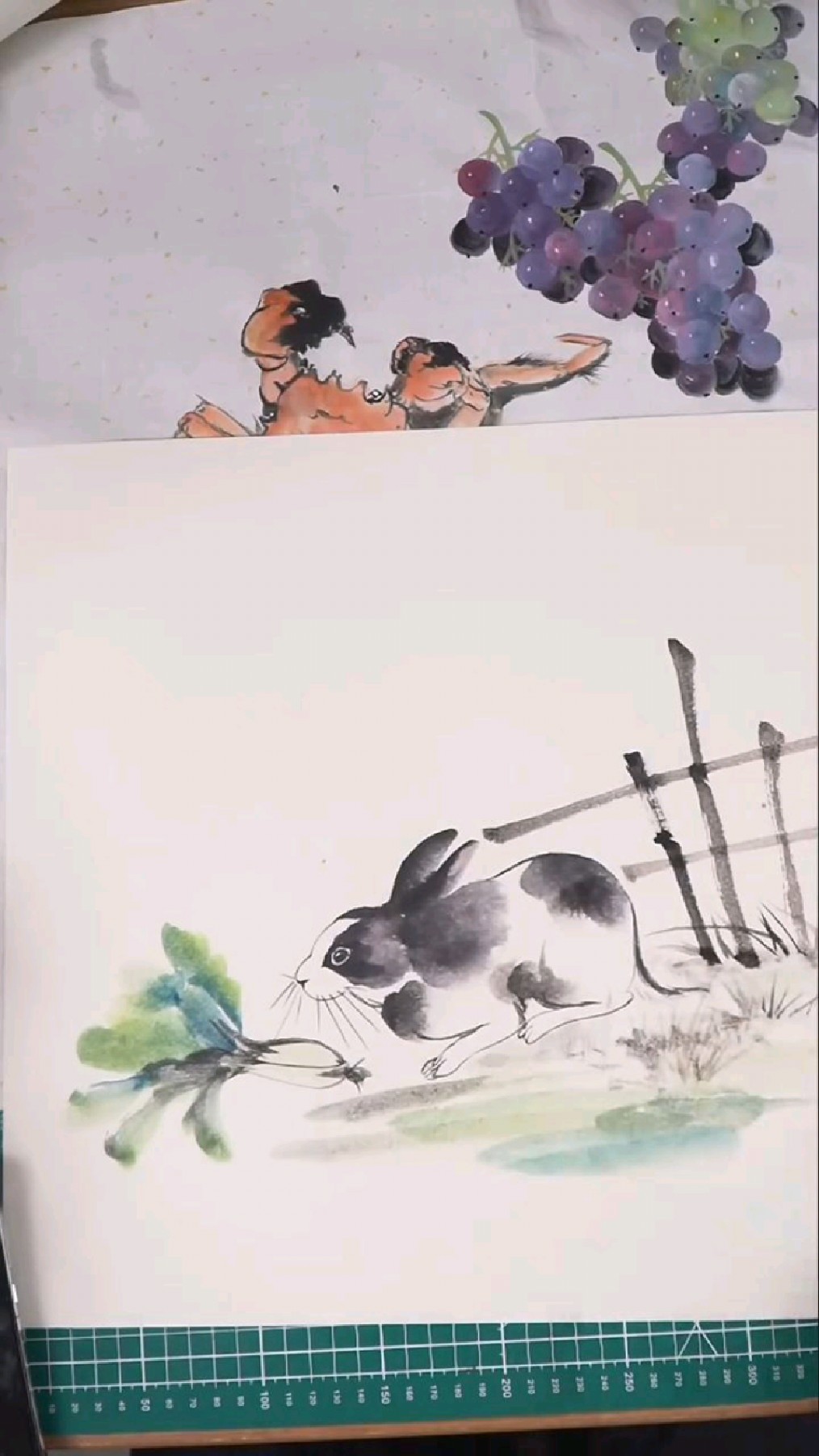 国画写意小兔子