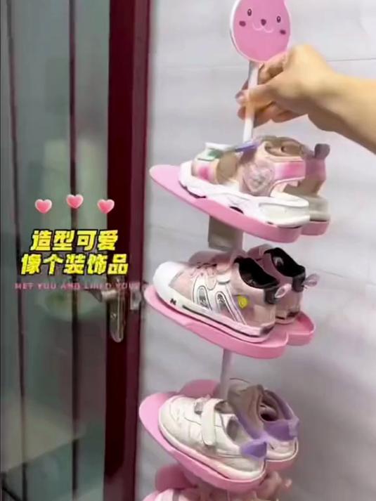孩子鞋子满地乱放?卡通收纳鞋架来帮忙,省地美观超实用!