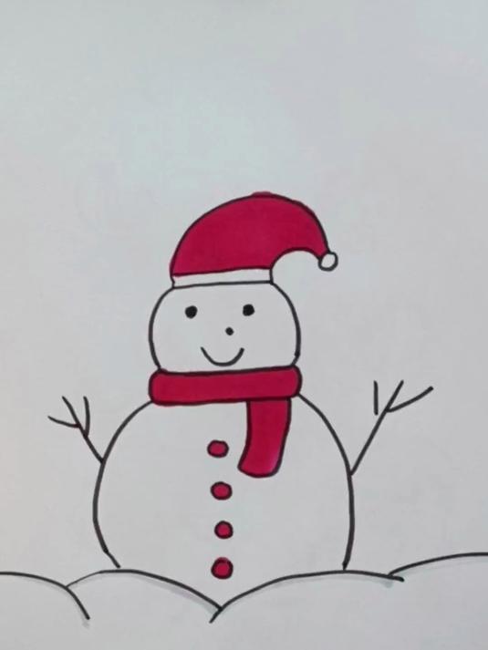 —画一个雪人,冬天来了,开始堆雪人了!