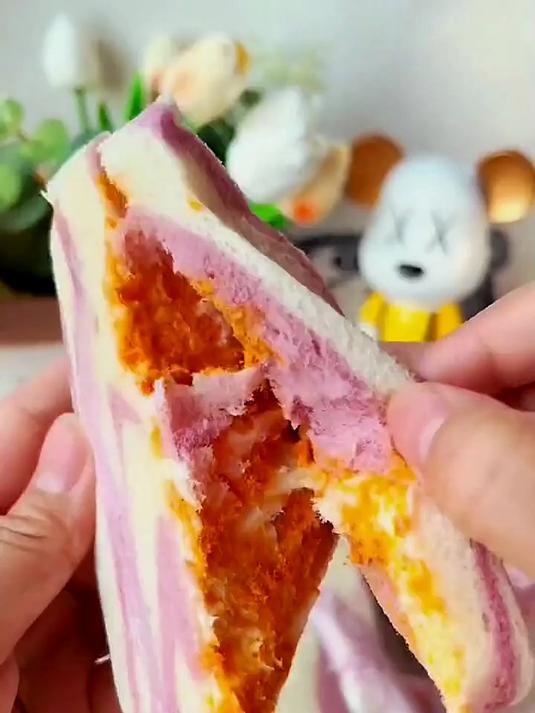 比比赞芋泥肉松三明治面包整箱早餐无边吐司零食