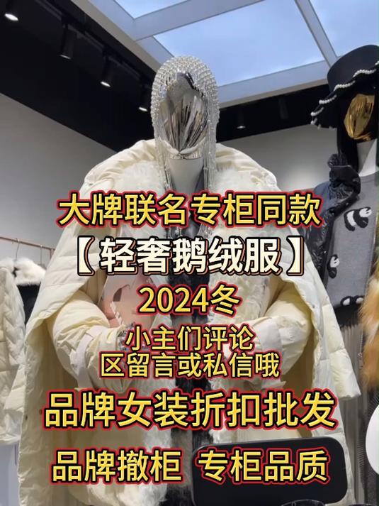 高端气质极简风收腰羽绒服鹅绒服-大牌联名专柜同款