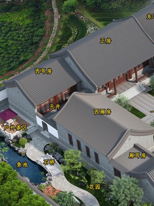 中式四合院通过其独特的建筑布局,强调家庭的和谐与团结