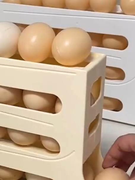 多层滚蛋鸡蛋收纳盒防摔，冰箱里放不杂乱，拿取方便超省空间