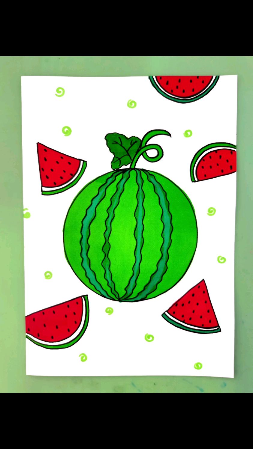夏天主题简笔画,夏天简笔画,快立夏了一起来画夏天的水果儿童画吧