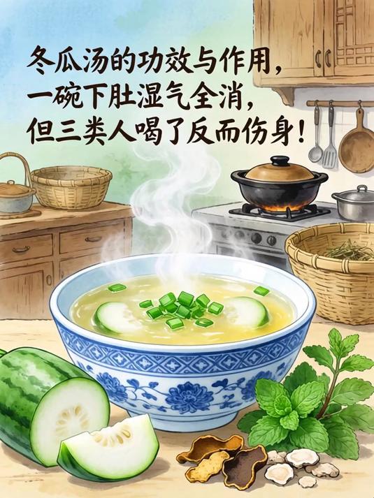 冬瓜汤的功效与作用,一碗下肚湿气全消,但三类人喝了反而伤身!