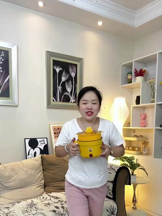 家用迷你多功能电煮锅，煎炸蒸煮都可以，还送蒸屉老方便了
