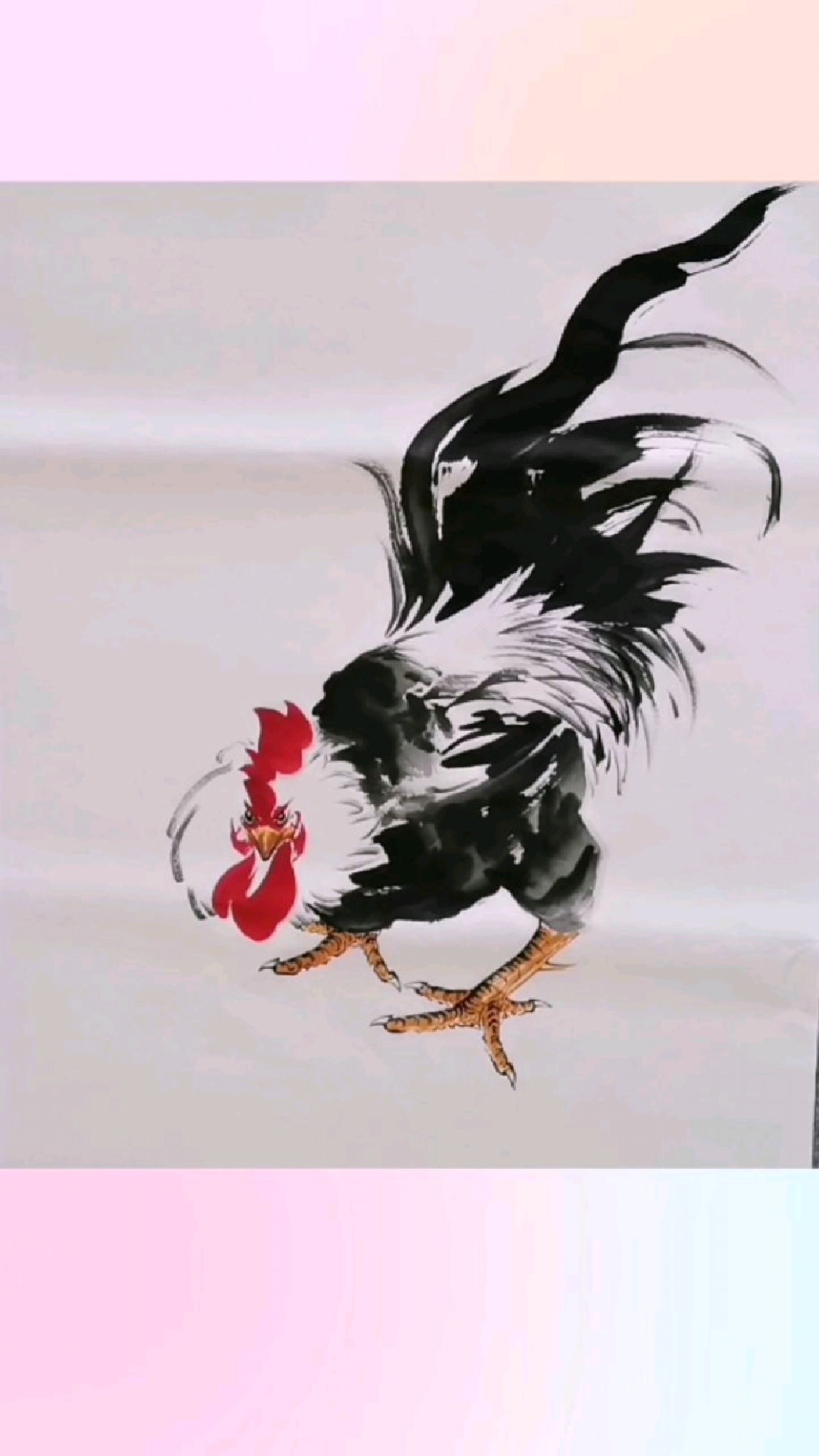 王兴民国画公鸡:画公鸡的过程