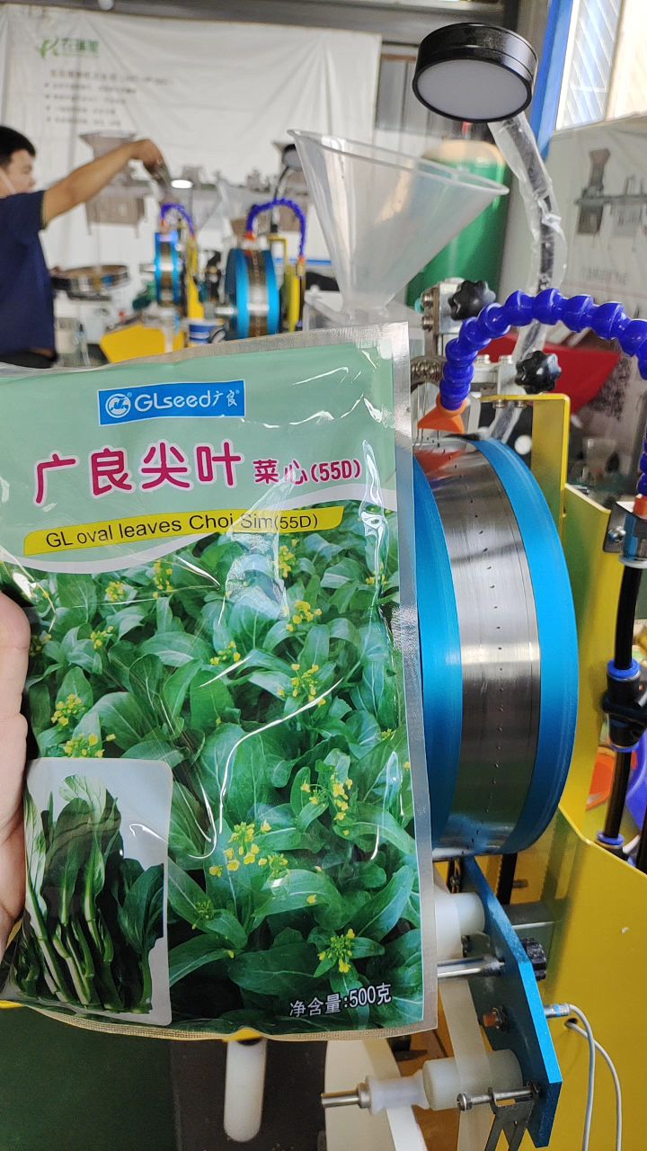 菜心种植,种子编织机来帮忙,这么小的种子精确到一穴一粒,绳带遇水溶解不会影响出苗
