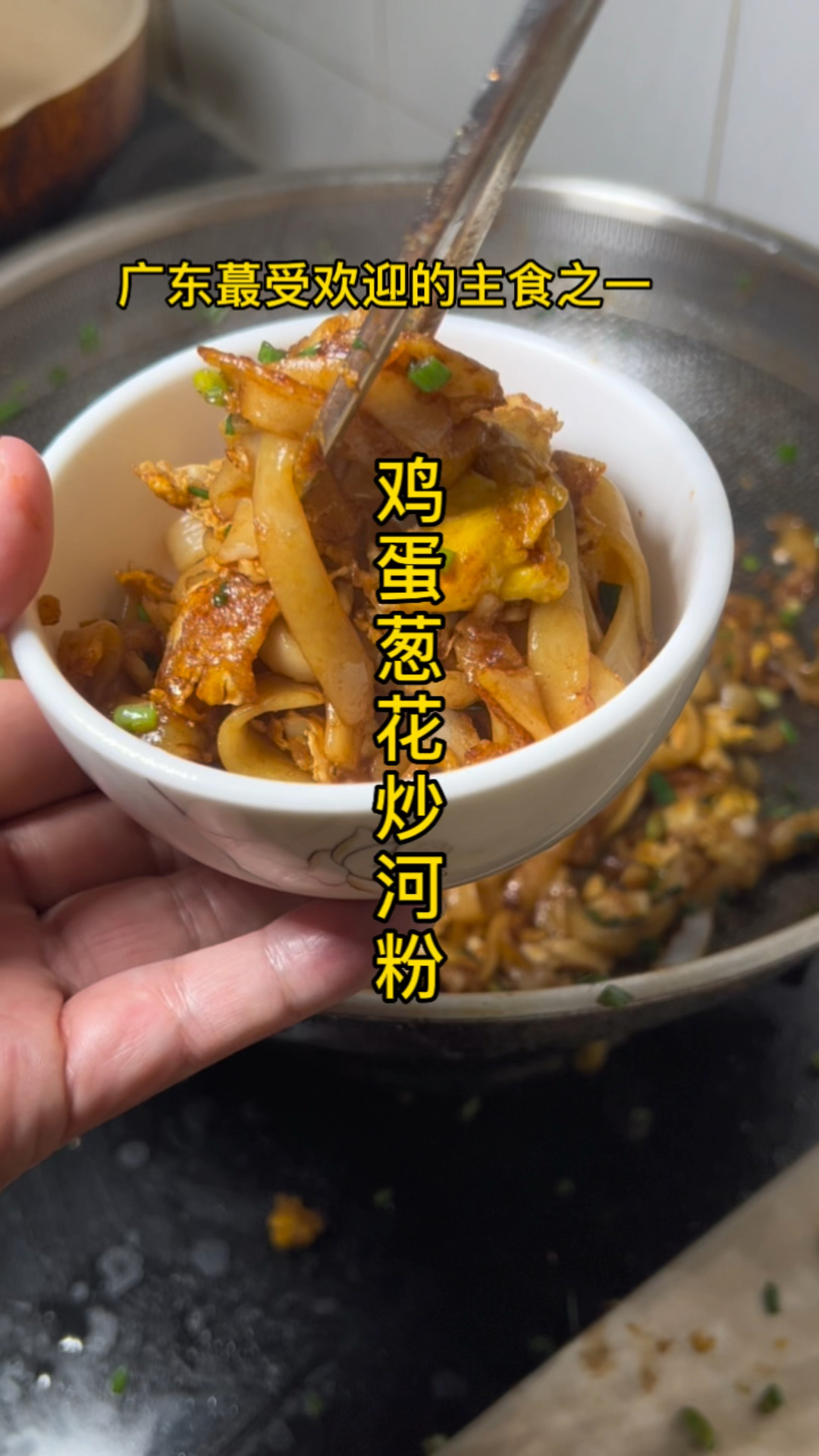 鸡蛋葱花炒河粉