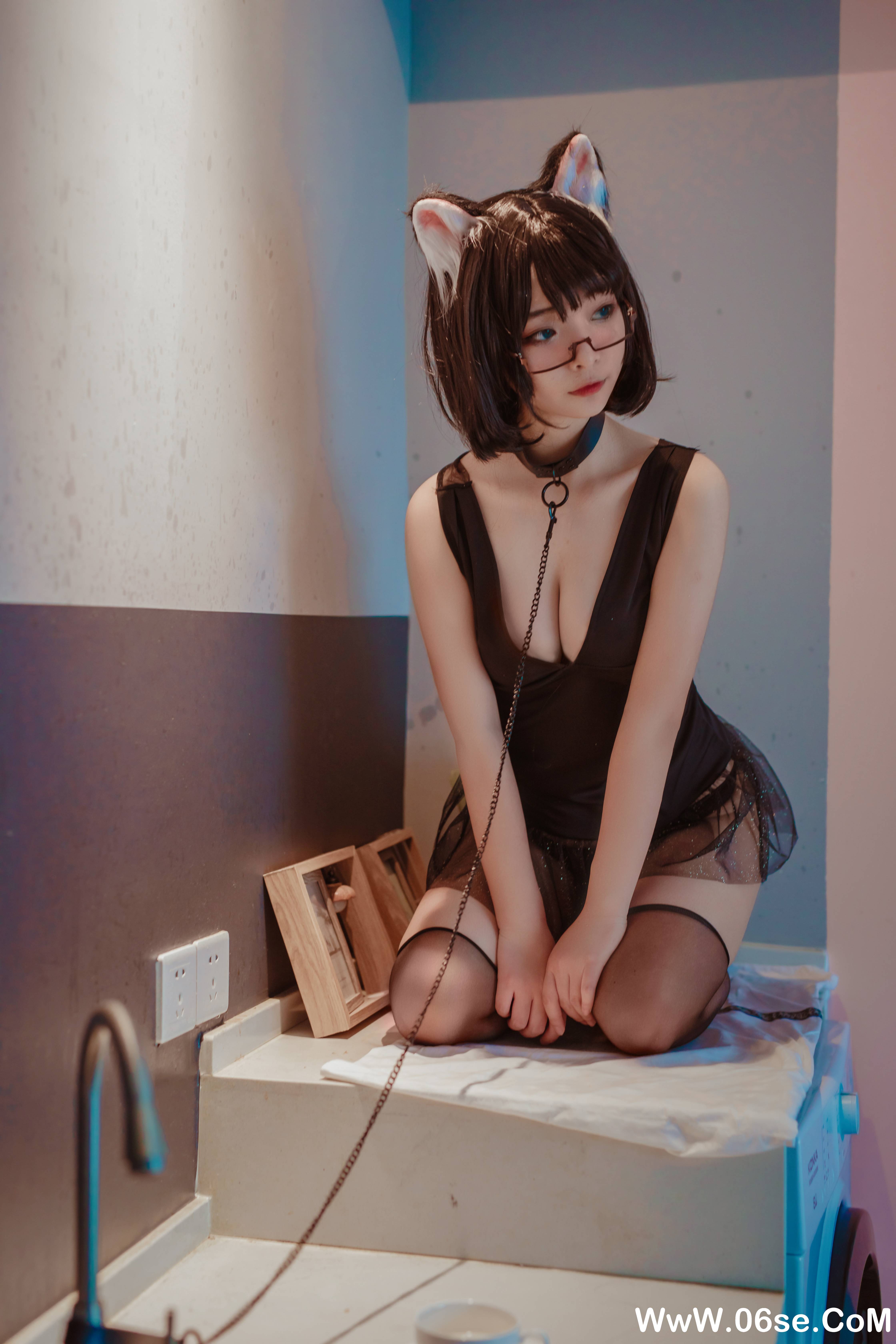 图片[4]-yuuhui玉汇 NO.001 — 猫猫头黑裙子[10P110M]-六色网