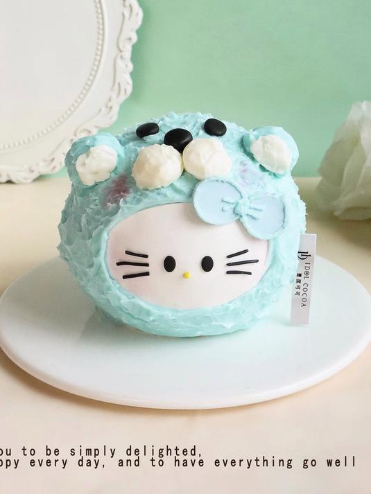 可爱的哈喽kitty异形胚卡通手绘蛋糕来啦