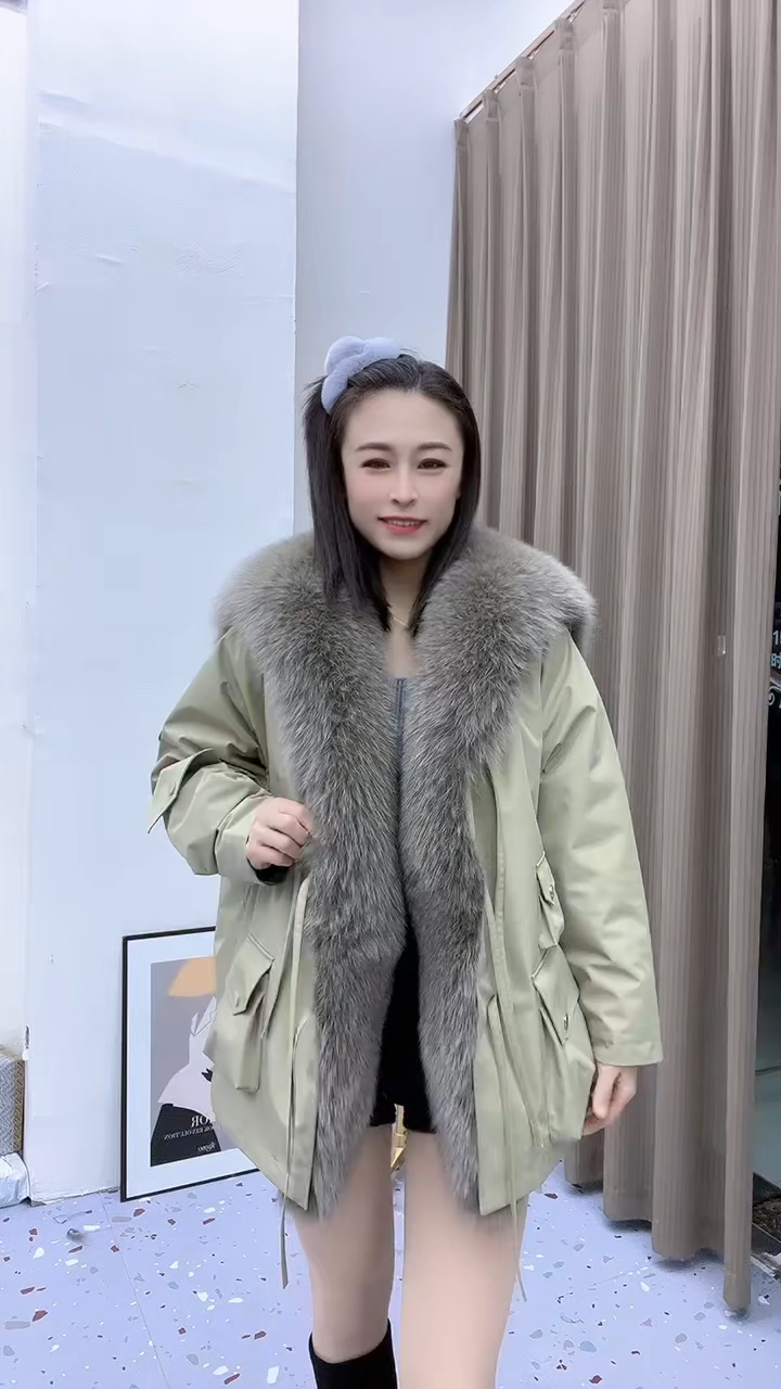 狐狸毛皮草外套,冬季保暖皮草派克服