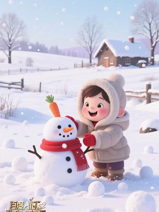 12月底冬至到,冬天的田里大雪飘