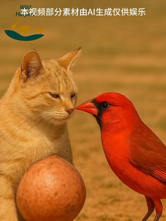 红鸟吃猫咪身上粉色肉球
