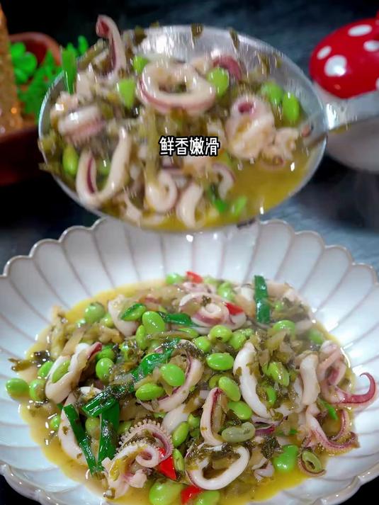 天热吃饭没胃口的时候，那你一定要试试这道雪菜豆瓣炒鱿鱼