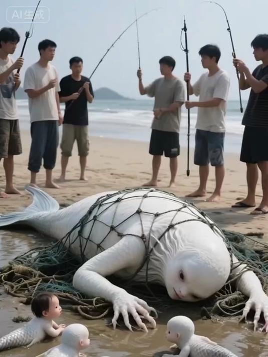 美人鱼生孩子脱水了要回大海里去
