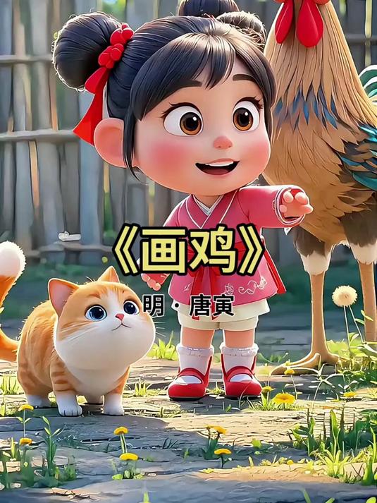 幼儿学古诗词《画鸡》明·唐寅,一起学古诗!